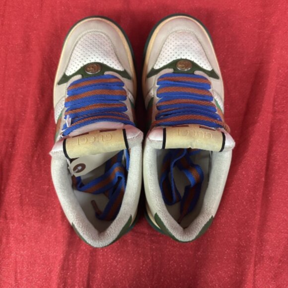 Gucci Men\'s Double Screener Leather Low- Top Sneakers Size 8